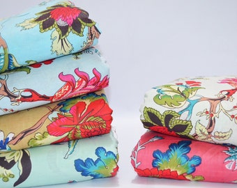By Yard Indian Traditional Flower Printed Cotton Running Loose Women Clothing Fabric Throw Natural Anokhi Print Crafting Sewing Materiel
