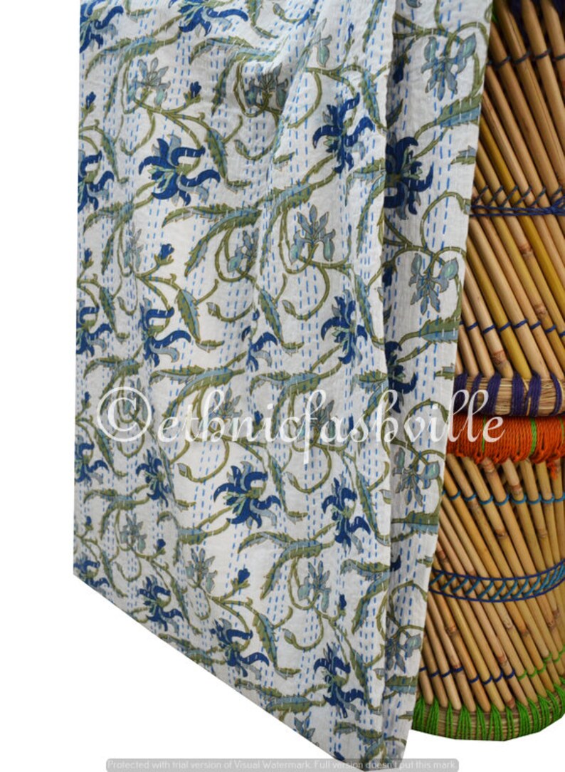 Hand Block Print Printed Vintage Home Decor 90x108 Inches Handmade Kantha Quilt 100/% Cotton Blanket Gudari Queen New Indian Bedspread Throw