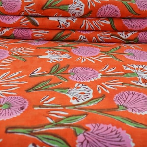 Sanganeri Print Soft Cotton Fabric by the Yard, Indian Hand Block Print  Fabric, Floral Print Fabric, Dressmaking Fabric, Sewing Fabric 