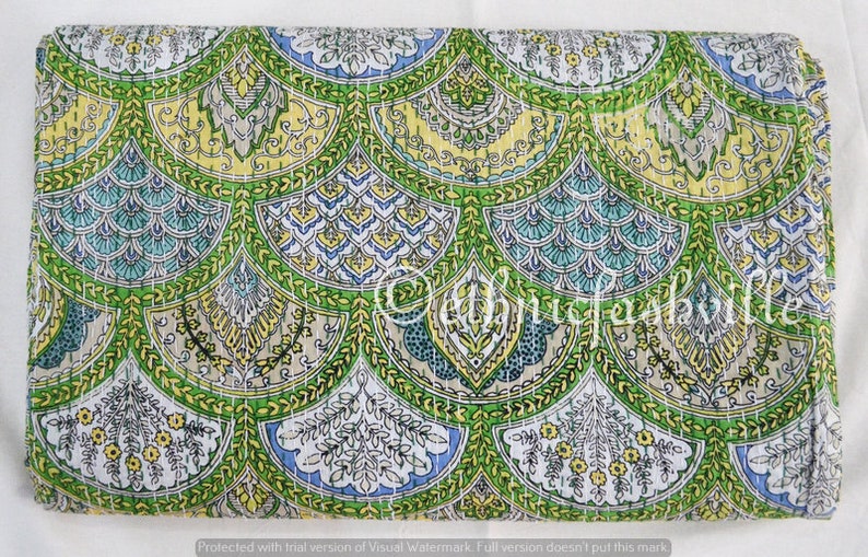 Indian Bedspread Throw 100/% Cotton Blanket Gudari New Hand Block Print Printed Vintage Home Decor 90x108 Inches Handmade Kantha Quilt