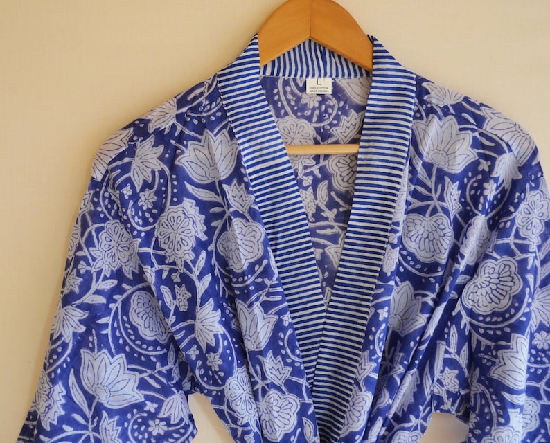 100/% Cotton Night Wear Gown Floral Printed Women Tunic Long Dress Throw Ethnic Dress Kimono Kaftan Beach Cover up Hand Block Print Indian