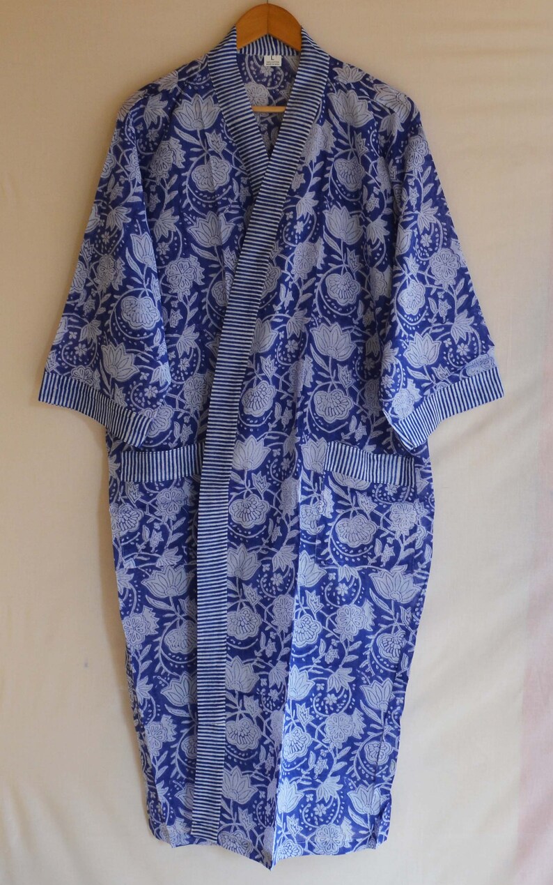 100/% Cotton Night Wear Gown Floral Printed Women Tunic Long Dress Throw Ethnic Dress Kimono Kaftan Beach Cover up Hand Block Print Indian