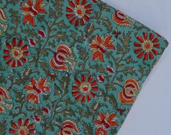 Ropa de tela hecha a mano de algodón indio corriendo tela de costura artesanal suelta cortada a tamaño bloque de tiro estampado floral material de confección tela