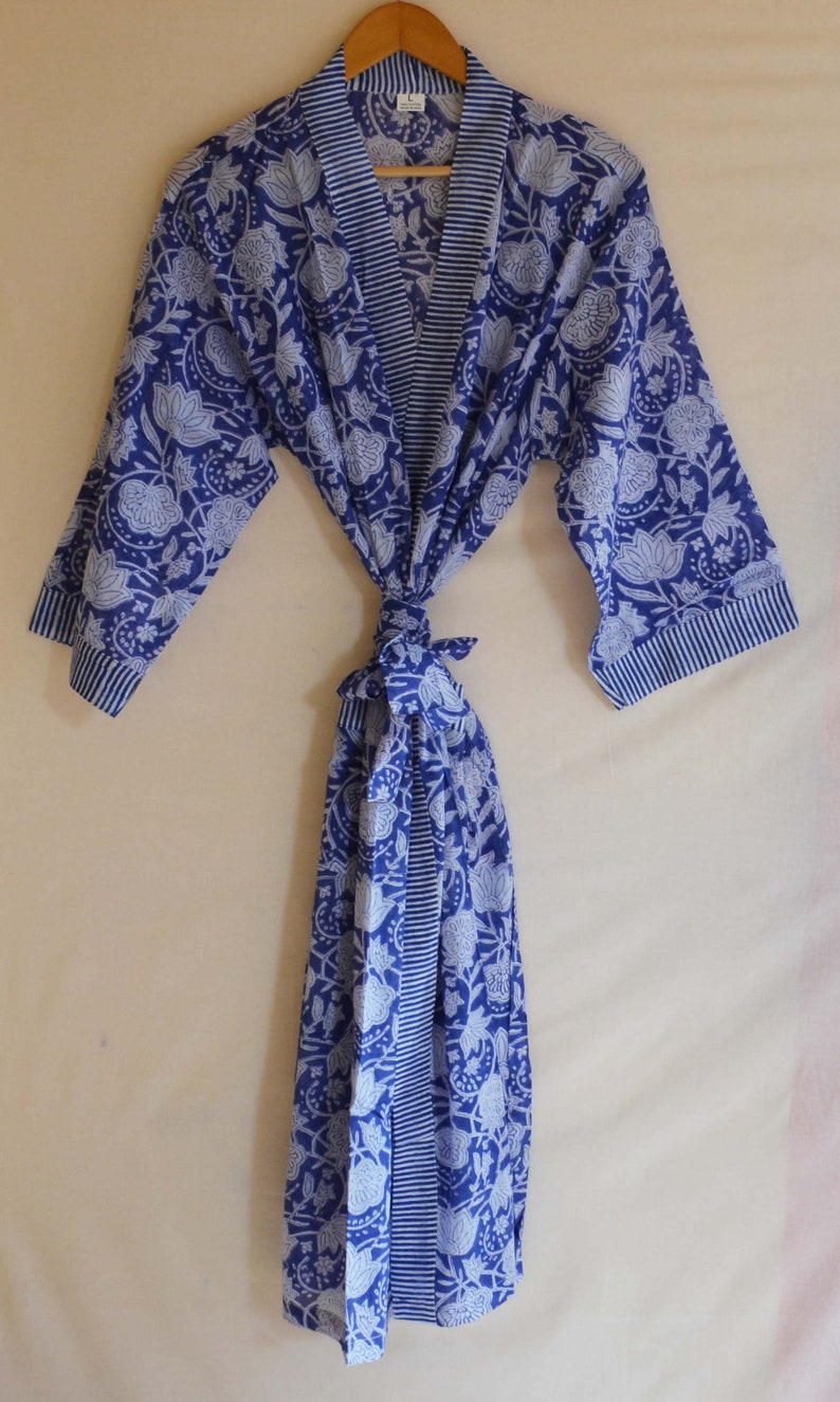 100/% Cotton Night Wear Gown Floral Printed Women Tunic Long Dress Throw Ethnic Dress Kimono Kaftan Beach Cover up Hand Block Print Indian