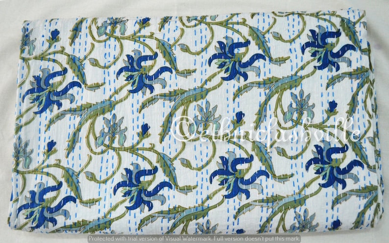 Hand Block Print Printed Vintage Home Decor 90x108 Inches Handmade Kantha Quilt 100/% Cotton Blanket Gudari Queen New Indian Bedspread Throw