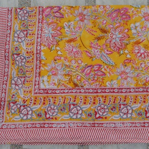 Jaipuri Dohar !! Organic Cotton Blanket Dohar, Winter Warm Dohar, Floral Block Print Dohar Reversible, Handmade Dohar Razai Bedspread Dohar