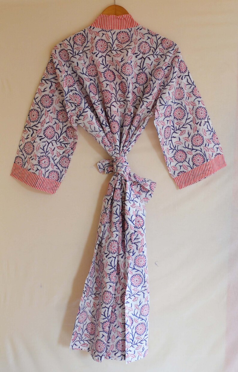 Indian 100/% Cotton Kimono Dress Night Wear Gown Floral Printed Women Tunic Long Dress Throw Ethnic Kaftan Beach Cover up Hand Block Print