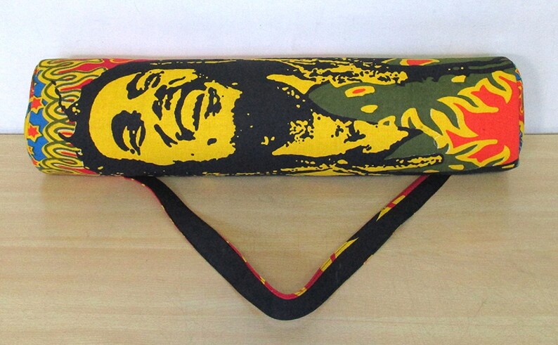 66 Cms. Approx Yellow Bob Marley Bag Indian Handmade Hippie Mandala Yoga Mat Carrier Gym Bag Shoulder Strap Unisex Yoga Mat Bag 26 Inch