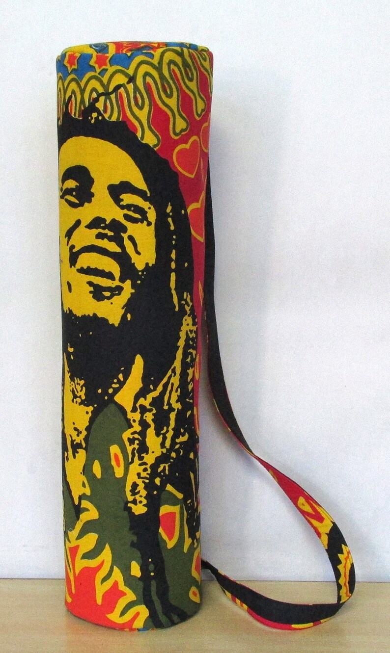 66 Cms. Approx Yellow Bob Marley Bag Indian Handmade Hippie Mandala Yoga Mat Carrier Gym Bag Shoulder Strap Unisex Yoga Mat Bag 26 Inch