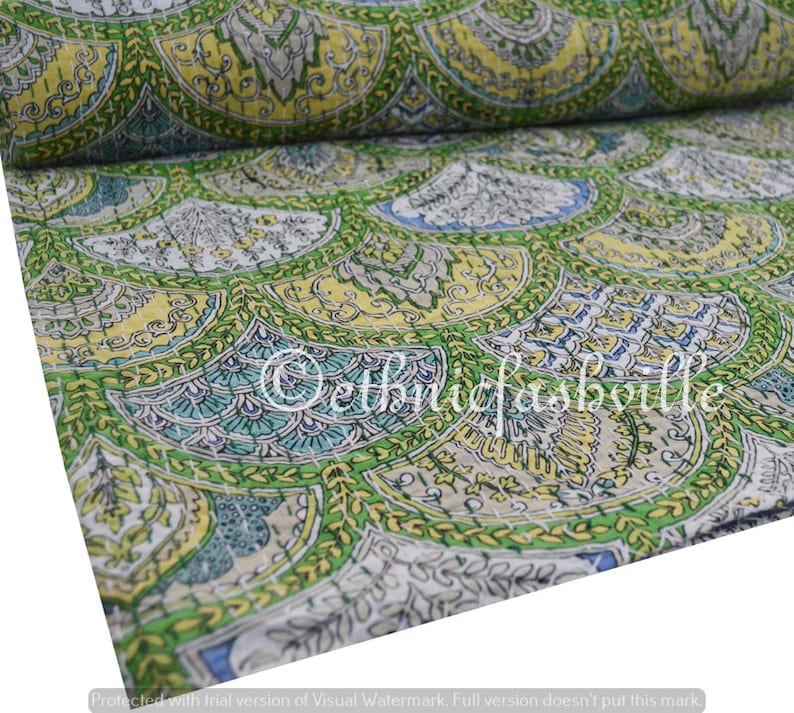 Indian Bedspread Throw 100/% Cotton Blanket Gudari New Hand Block Print Printed Vintage Home Decor 90x108 Inches Handmade Kantha Quilt
