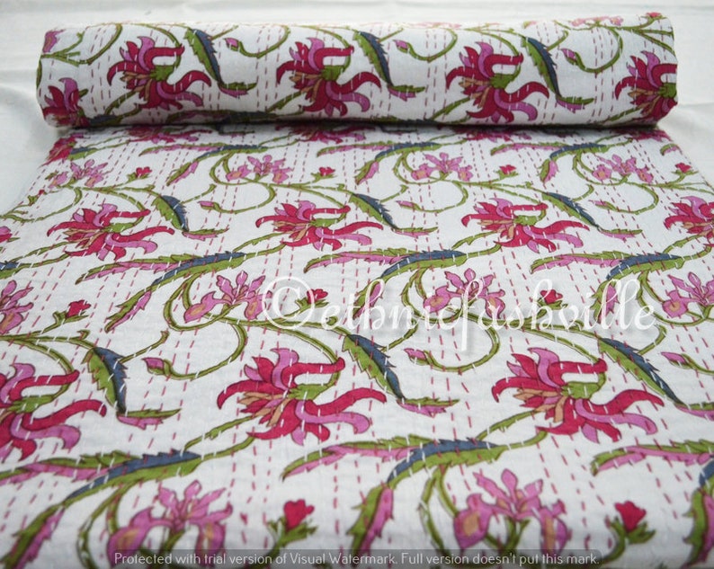 handmade kantha bedding kantha quilt bed cover new printed blanket quilt hand block print bed cover kantha
