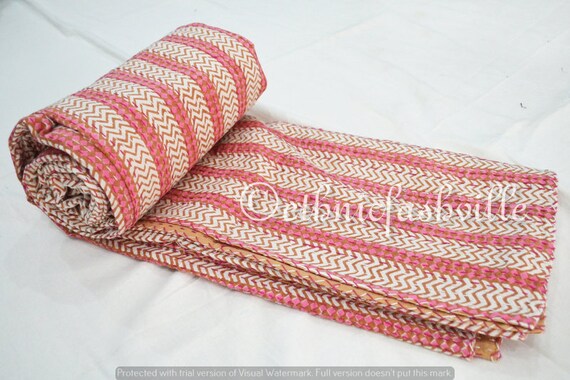Hand Block Print Printed Vintage Home Decor 90x108 Inches Handmade Kantha Quilt 100/% Cotton Blanket Gudari Queen New Indian Bedspread Throw