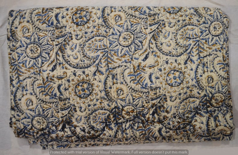 Hand Block Print Printed Vintage Home Decor 90x108 Inches Handmade Kantha Quilt 100/% Cotton Blanket Gudari Queen New Indian Bedspread Throw