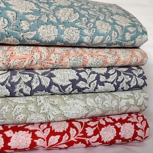 Pure Cotton Fabric , Flower Block Print Fabric , Women Dressmaking Fabric , Voile Soft Cotton ,Sun Flower Napkins Dress Sewing Fabric