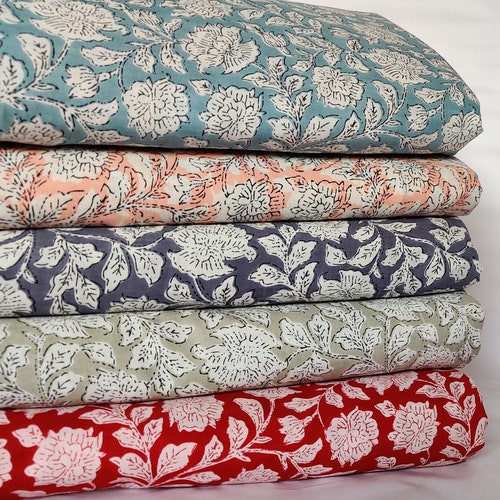 Cotton Block Print Fabric Etsy