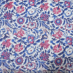 Traditional Multi Flower Handmade Hand Block Print Swing Indian Pure 100% Cotton New Vintage Loose Running Fabric By Yard Sanganeri Printed