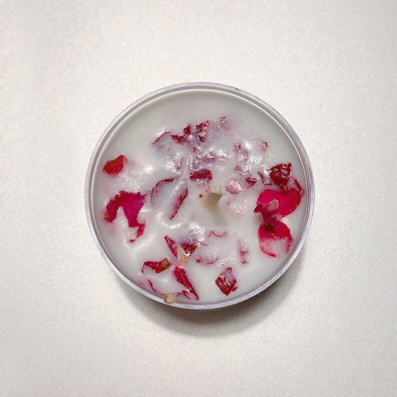 Hand Poured Natural Soy Tea Light Candles With Rose Petals Etsy