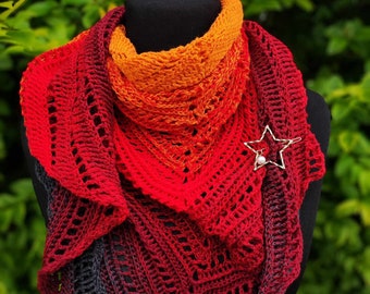 Crochet instructions triangular shawl "Easy" crochet with bobble