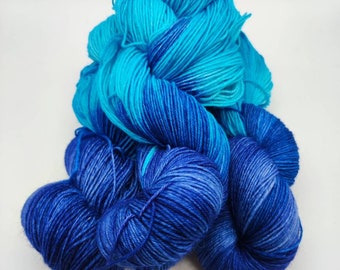 Sock wool, hand dyed wool crochet knitting 4 times poaching