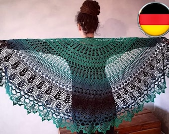 Häkelanleitung Halbrundes Tuch "Zarte Lana" Häkeln Schultertuch Anleitung zum Häkeln, Deutsch