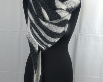 Knitting instructions triangular shawl striped shawl wool knit triangular shawl