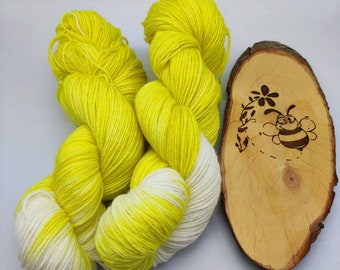 Sock wool hand dyed wool new wool crochet knit 4ply yellow