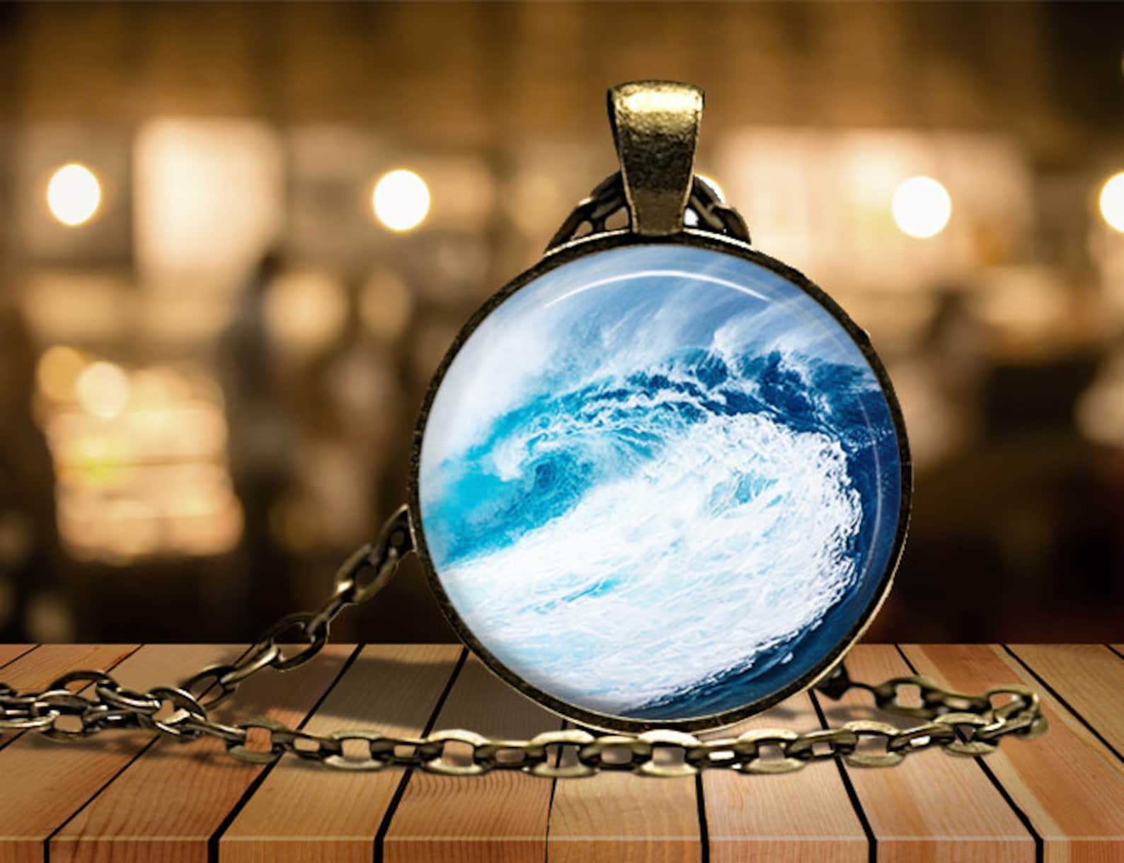 Water Pendant Water Necklace Water Jewelry Aquamarine Necklace Etsy