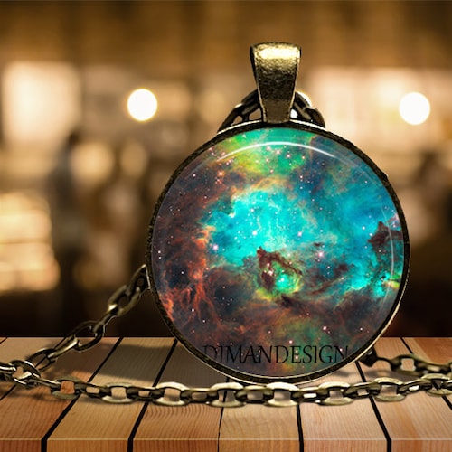 Galaxy Pendant Necklace Universe Nebula Space Jewelry Etsy
