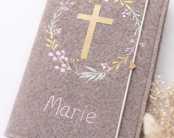 Gotteslobhülle aus Filz, Geschenk Erstkommunion, Kommunionsgeschenk, Rosenkranz