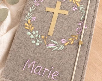 Gotteslobhülle aus Filz, Geschenk Erstkommunion, Kommunionsgeschenk, Rosenkranz