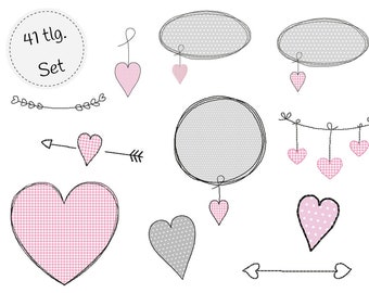 doodle Stickdatei Set ~ Herzen