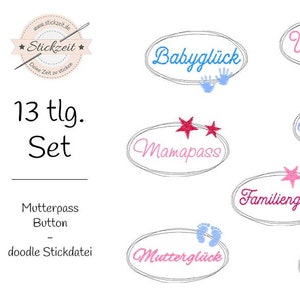 Moeder's paspoortknop - doodle borduurbestand