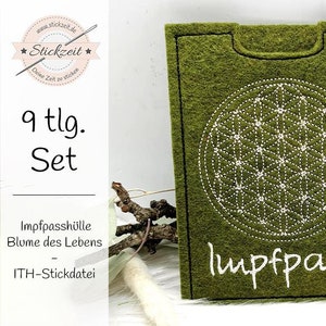 Vaccinatiecertificaat omslag Flower of Life - ITH borduurbestand