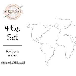 Mapa mundial en línea - archivo de bordado redwork