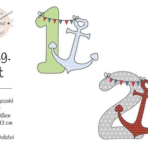 Âncora de número de aniversário - arquivo de bordado doodle