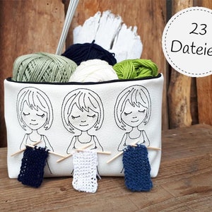 doodle Embroidery File - Knitting Set