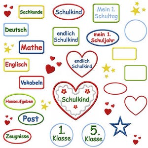 Buttons für die Schule Einschulung - Stickdatei