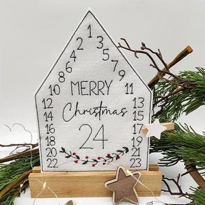 Felt Advent Calendar House Merry Christmas - ITH Embroidery File