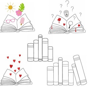 Reading time - doodle embroidery file