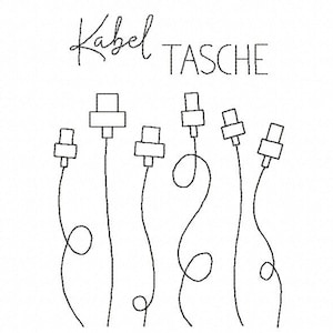 Kabel Tasche - redwork Stickdatei