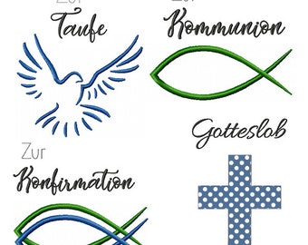 Baptême, Confirmation, Communion - fichier de broderie doodle