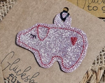 Llavero de cerdo de la suerte - Archivo de bordado ITH