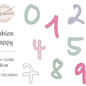 Numbers Happy - fichier de broderie doodle - 8 cm