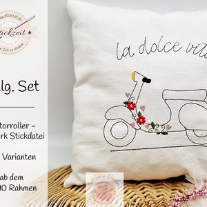 Scooter - redwork embroidery file