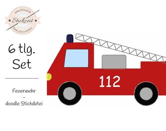 Feuerwehr - doodle Stickdatei