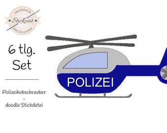 Polizeihubschrauber - doodle Stickdatei