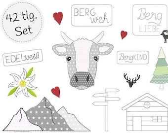 doodle Stickdatei Set - BergLiebe