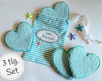 Make-up removal pad heart with gift bag - ITH embroidery file