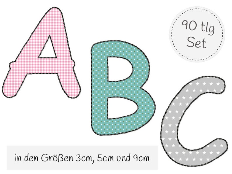 doodle Alphabet Stickdatei Set Applikation Bild 1