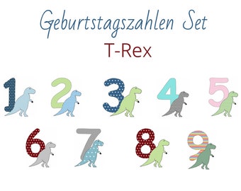 Stickdatei Set  Geburtstagszahlen Dino